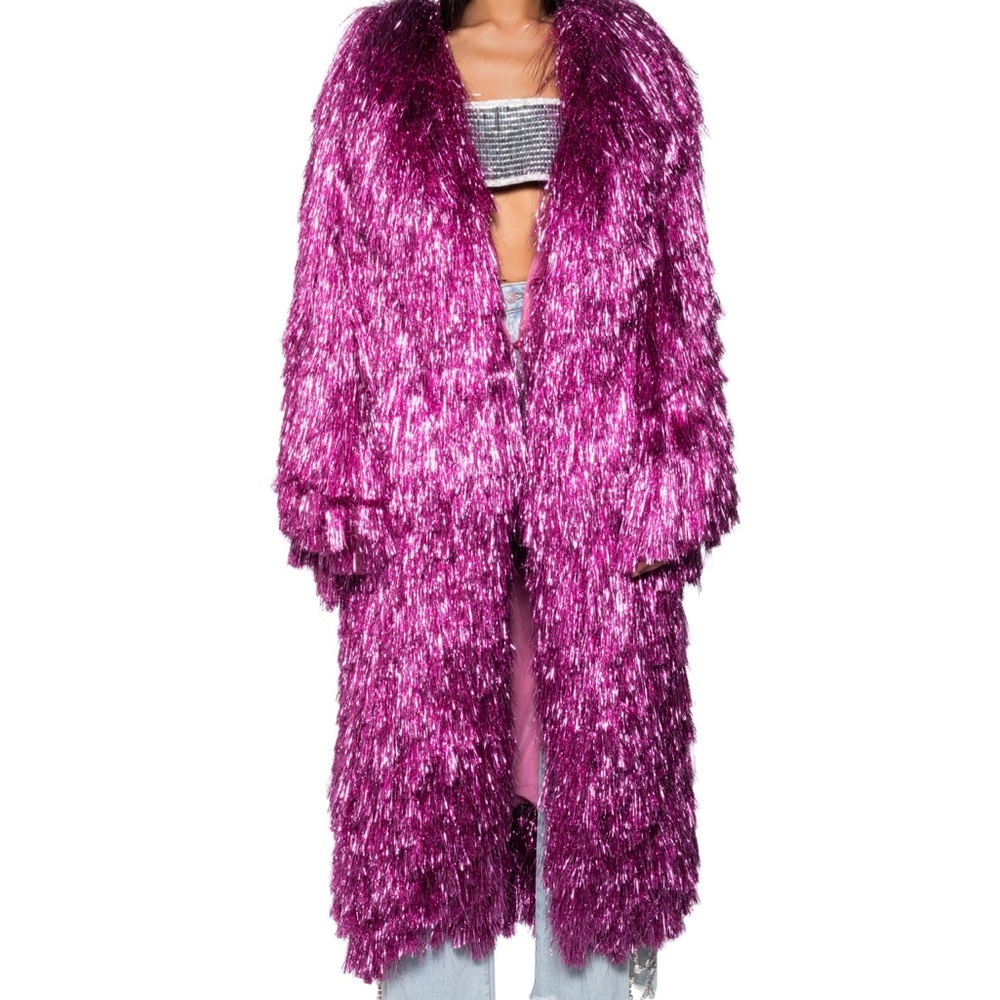 Shimmering Pink Fringe Coat